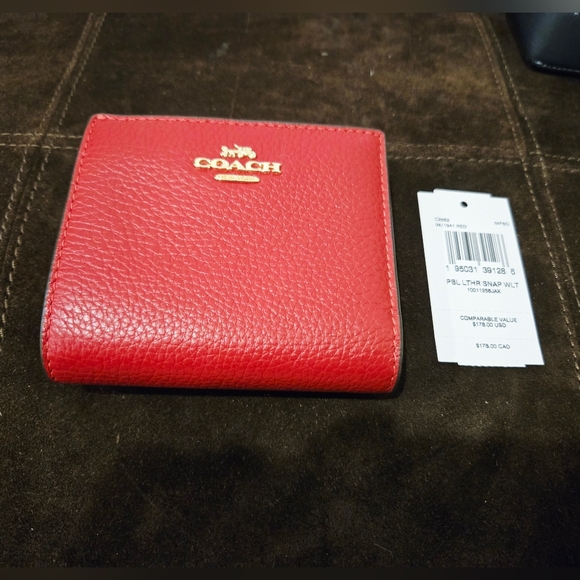 Coach Handbags - Coach 1941 Red Pebbled Leather Wallet Item #C2862 New With Tag No Use Or Stains